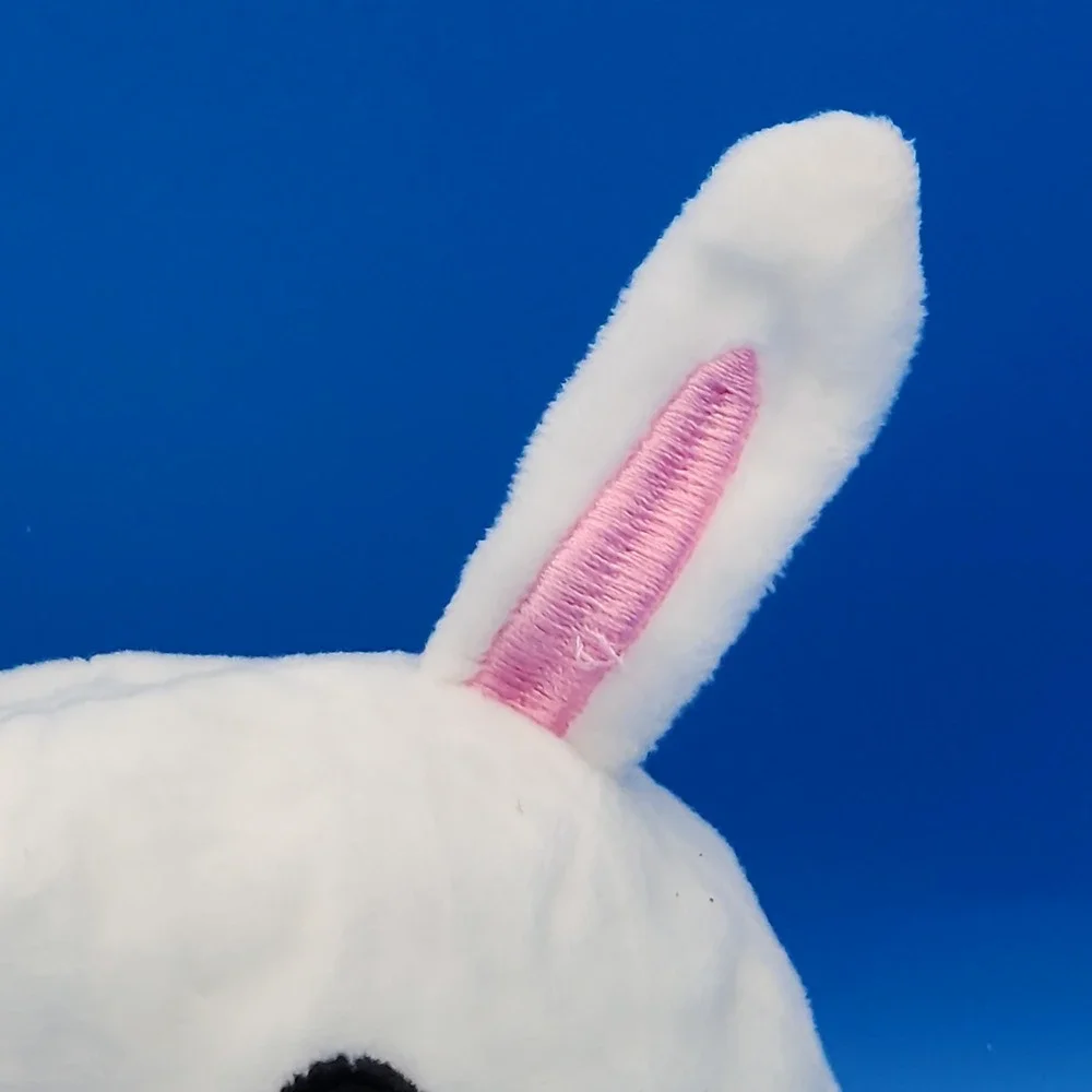 Reversible White Gray Moody‎ Happy Angry Bunny Plush Toy - CLEAN